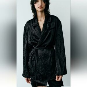 ZARA  Wrinkle Satin Effect Wrap Kimono Sz M-L